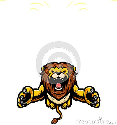 Angry leaping lion mascot character Vector Illustration