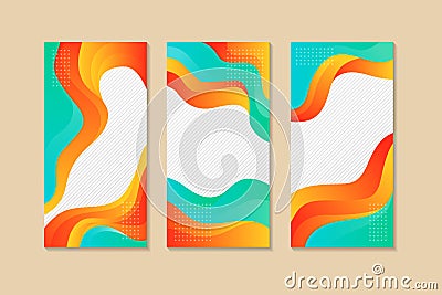 Design set of vertical modern backgrounds, vector layered. A4 abstract color 3d paper art illustration. Vector Illustration