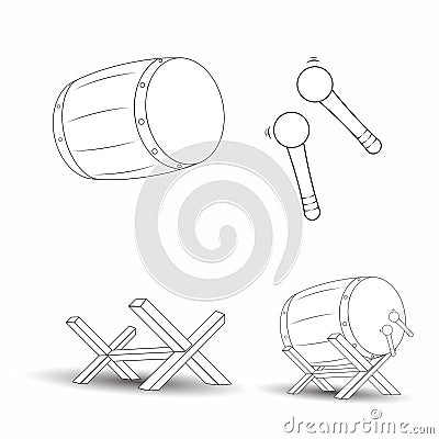 Illustration vector graphic of outline simple brown beduk set Vector Illustration