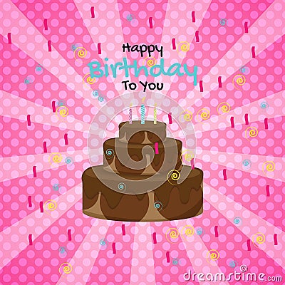 Happy Birhday Background with Birthday Cake Vector Illustration