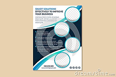 Flyer template design with example headline is smart solutions for your business Vector Illustration