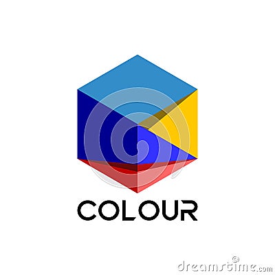 Hexagon as a colored cube Stock Photo