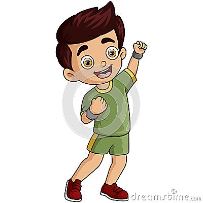 Cute little muay thai fighter cartoon Vector Illustration