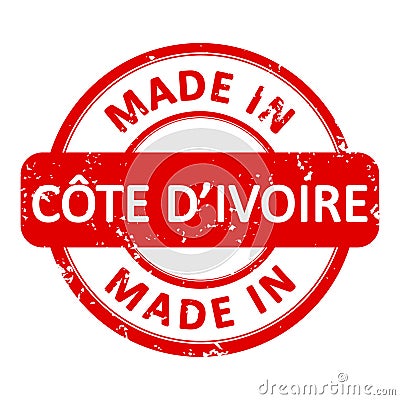 Made In CÔTE D’IVOIRE Round Red Stamp Grunge Seal Isolated Vector Vector Illustration