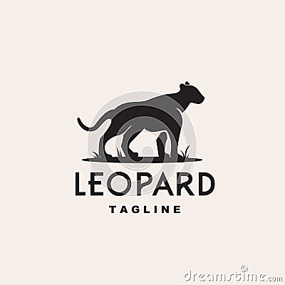 vector black panther, leopar shilhouette minimalist simple logo Vector Illustration