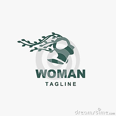 woman nature minimalis logo Vector Illustration