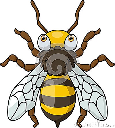 Cute wasp cartoon on white background Vector Illustration