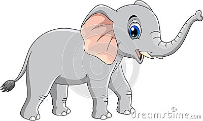 Cute gray elephant cartoon standing while smiling Stock Photo