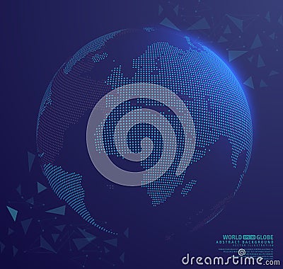 Abstract globe earth with connecting dots Vector Illustration