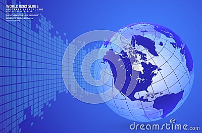 Abstract technology background with world globe Vector Illustration