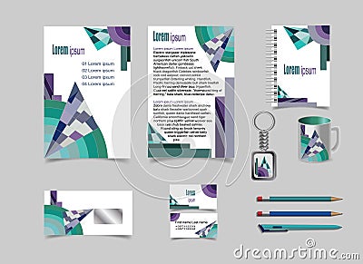 Drawing corporate identity design with figures. Vector Illustration
