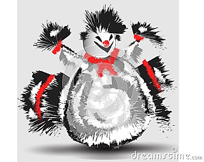 Scary ugly snowman. Sketching style image vector with shadow Vector Illustration