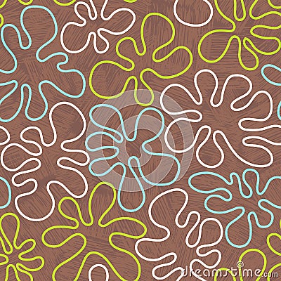 Seamless 1960s retro mod tiki flower pattern Vector Illustration