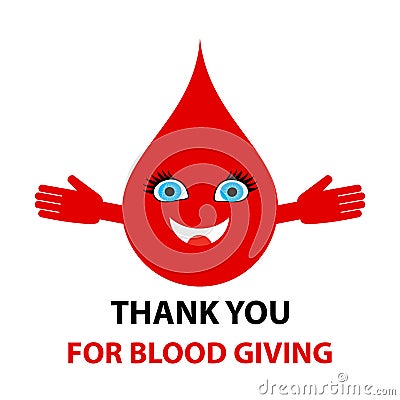 Thank you for blood giving - text. Blood donation abstract concept vector illustration Vector Illustration