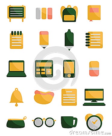 Basic school supplies, icon Vector Illustration