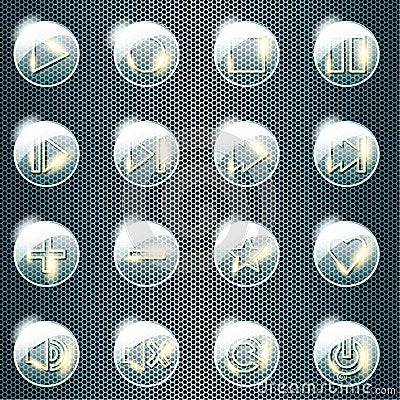Basic set of transparent glass buttons Stock Photo