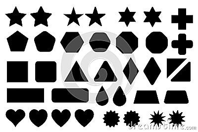 Basic shape elements with sharp and rounded edges vector set. Vector Illustration