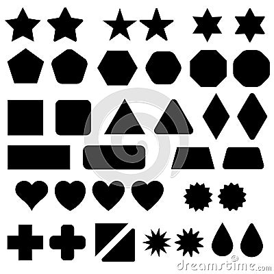 Basic shape elements with sharp and rounded edges vector set. Cartoon Illustration