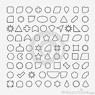 80 basic shapes outline eps 10 Vector Illustration