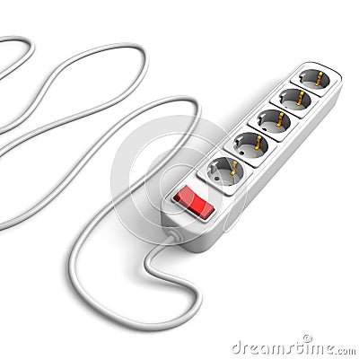 Basic surge protector electric outlet on white Stock Photo