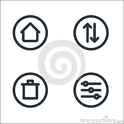 Basic ui line icons. linear set. quality vector line set such as adjust, delete, exchange Vector Illustration