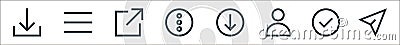 basic ui line icons. linear set. quality vector line set such as cursor, checklist, user, download, more, export, open menu Vector Illustration