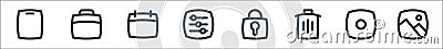 Basic ui line icons. linear set. quality vector line set such as gallery, stop, delete, lock, adjust, calendar, suitcase Vector Illustration