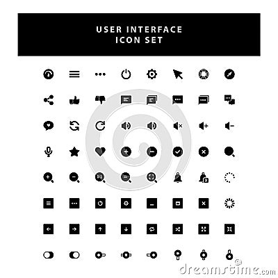 Basic user interface vector icons Set with glyph style design Vector Illustration