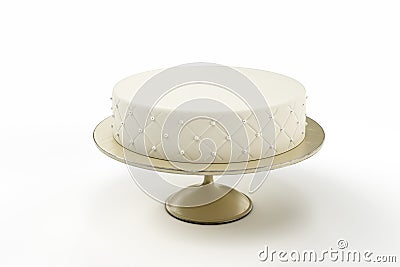 Basic wedding cake on plate isolated white background Stock Photo