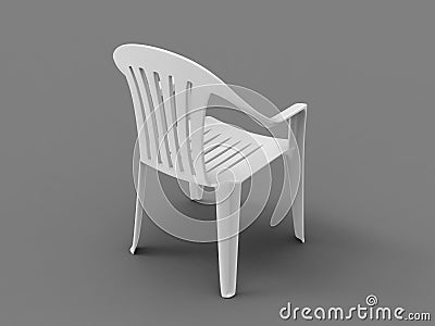 Basic white plastic lawn chair - back view Stock Photo