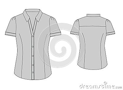 Basic woman shirt technical sketch front and back Vector Illustration