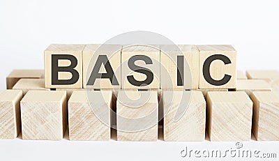 BASIC word from wooden blocks on the desk, search engine optimization concept Stock Photo