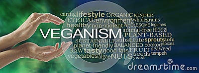 The basics of Veganism Word Cloud Stock Photo