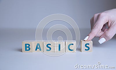 BASICS word made with building blocks on white Stock Photo