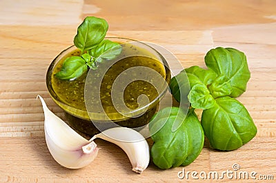 Basil pesto Stock Photo