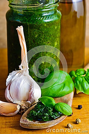 Basil pesto Stock Photo