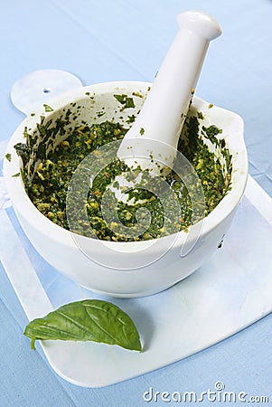 Basil pesto Stock Photo