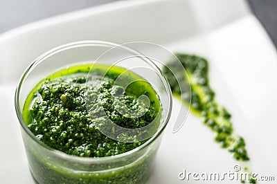 Basil pesto sauce Stock Photo