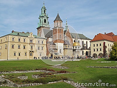 Basilica and castle of St Stanislaw and Vaclav or Wawel Cathedral, Wawel Hill, Krakow, Poland Editorial Stock Photo