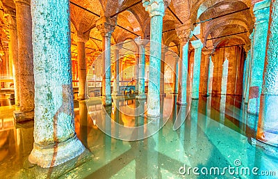 The Basilica Cistern - underground water reservoir Stock Photo