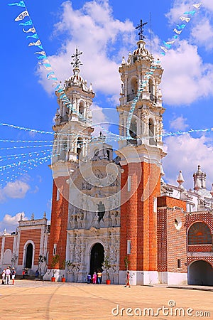 Baroque Shrine of Our Lady of Ocotlan, in Tlaxcala, mexico. I Stock Photo