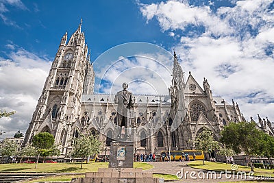 Basilica del Voto Nacional and downtown Quito Stock Photo