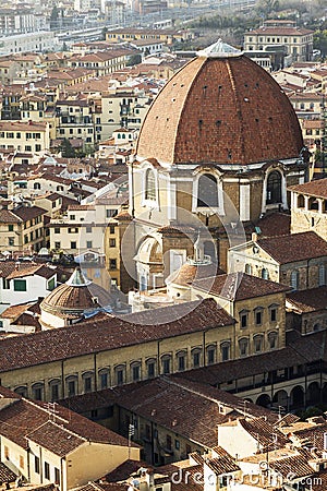 The Basilica di San Lorenzo Basilica of St Lawrence in Florenc Editorial Stock Photo