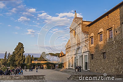 Basilica di San Miniato and a fragment of Palace of Bishops Editorial Stock Photo