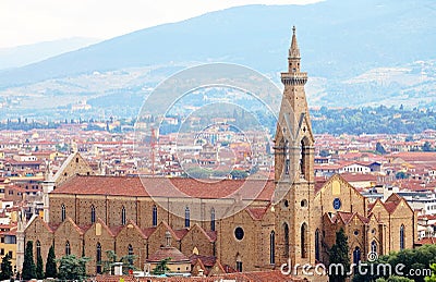 The Basilica di Santa Croce, the largest Franciscan church in the world. Florence, Italy. Stock Photo