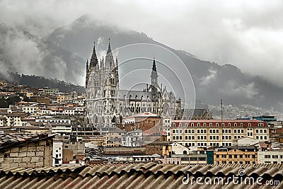 Basilica in the historic center of Quito Stock Photo