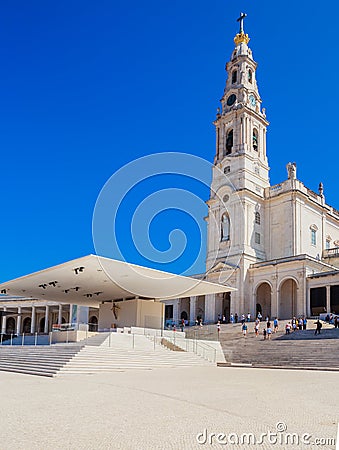 View of Basilica of Lady of Rosary Bell Tower Fatima Portugal Editorial Stock Photo