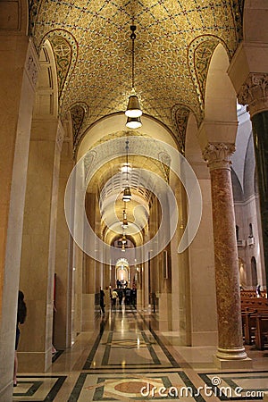 Basilica of the National Shrine of the Immaculate Conception. Largest Roman Catholic church in North America. Washington D.C, Unit Editorial Stock Photo