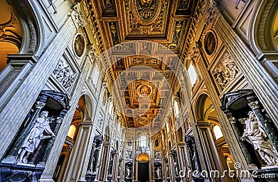 Basilica Nave Statues Saint John Lateran Cathedral Rome Italy Editorial Stock Photo