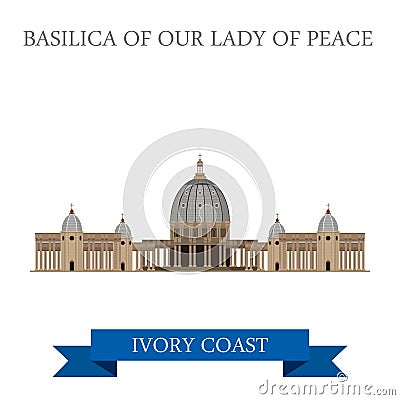 Basilica of Our Lady of Peace in Yamoussoukro Ivor Vector Illustration